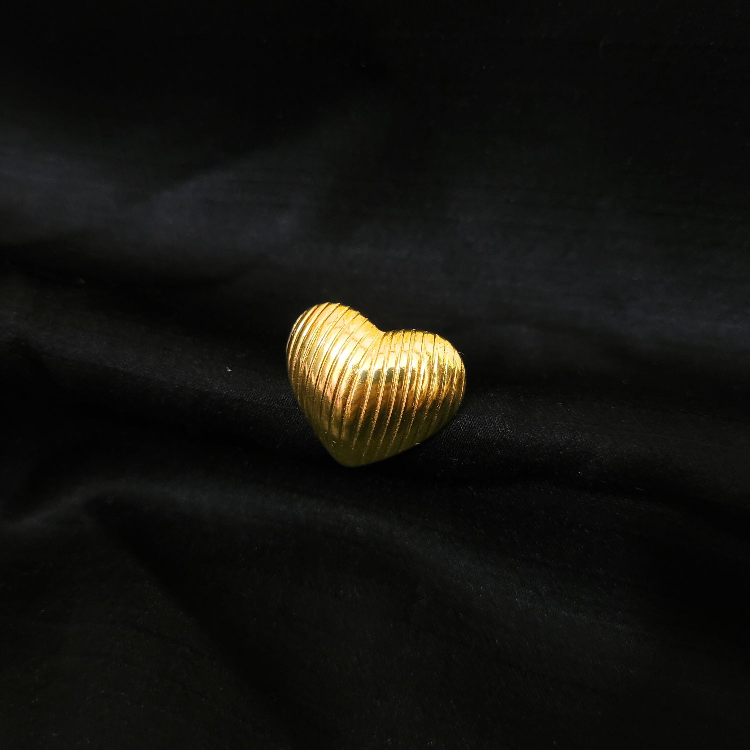 Brass Anti-tarnish Fully Adjustable Ring - Heart Beat