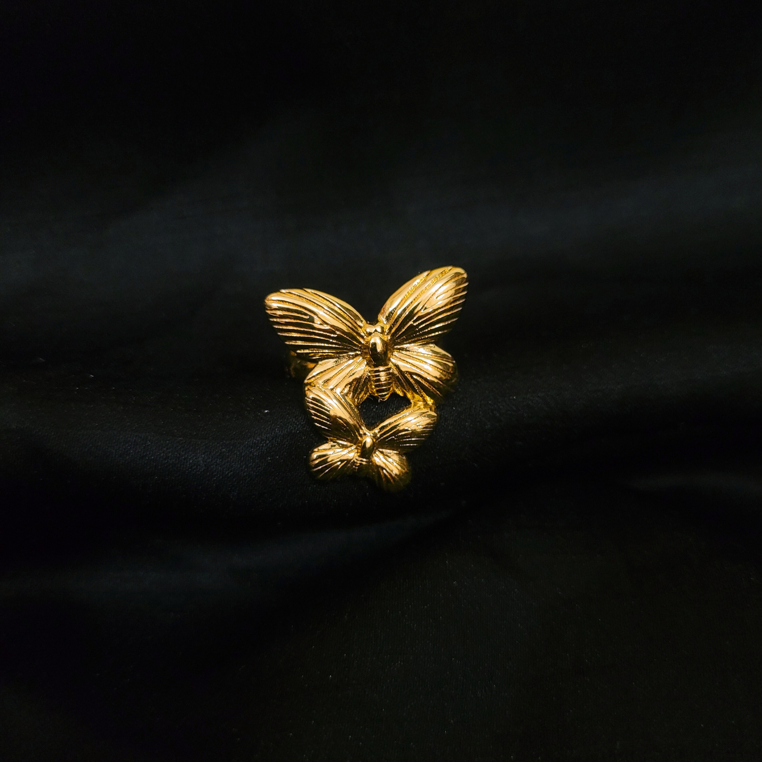 Brass Anti-tarnish Fully Adjustable Ring - Butterfly