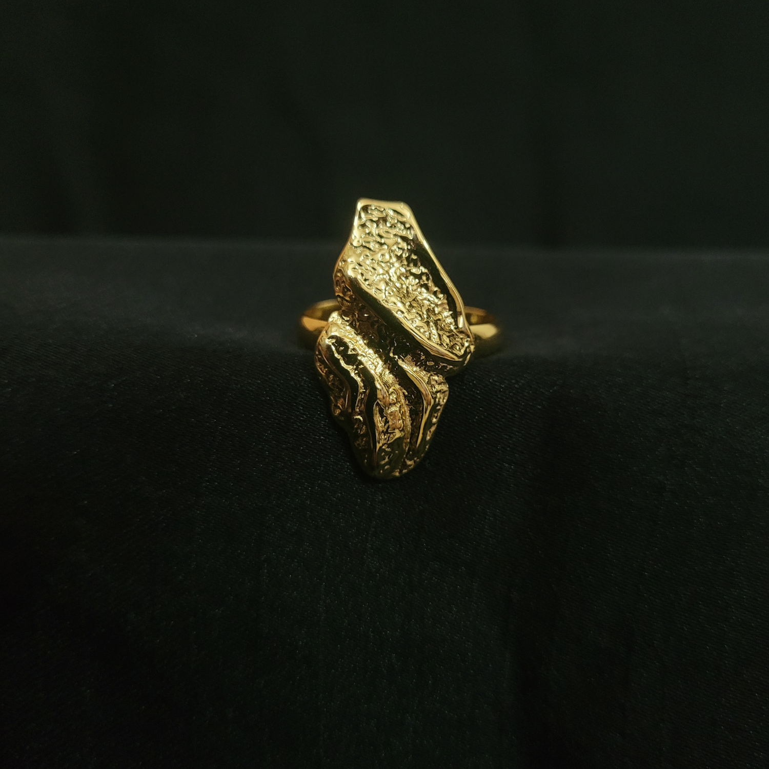 Brass Anti-tarnish Fully Adjustable Ring - Asymmetric Rhombus Shape