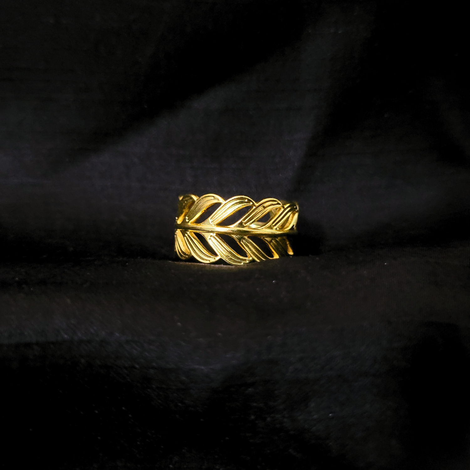 Brass Anti-tarnish Fully Adjustable Ring - Foliage
