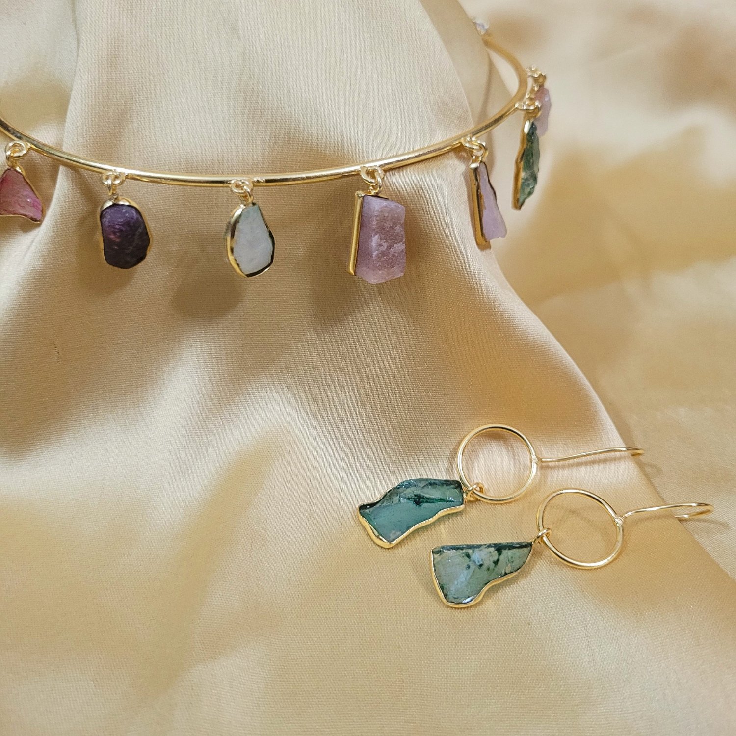 Brass Hansli with Natural Stone Danglers