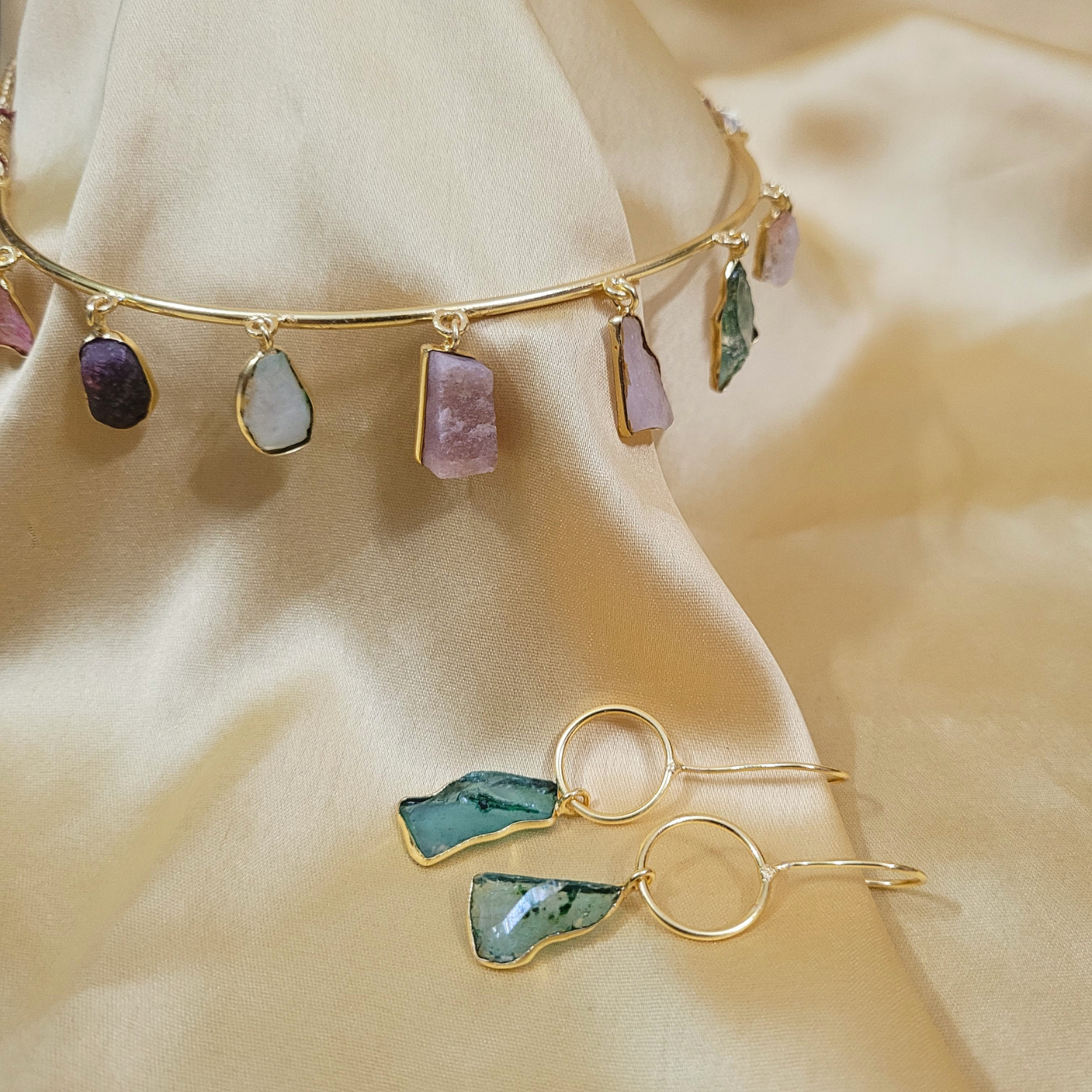 Brass Hansli with Natural Stone Danglers