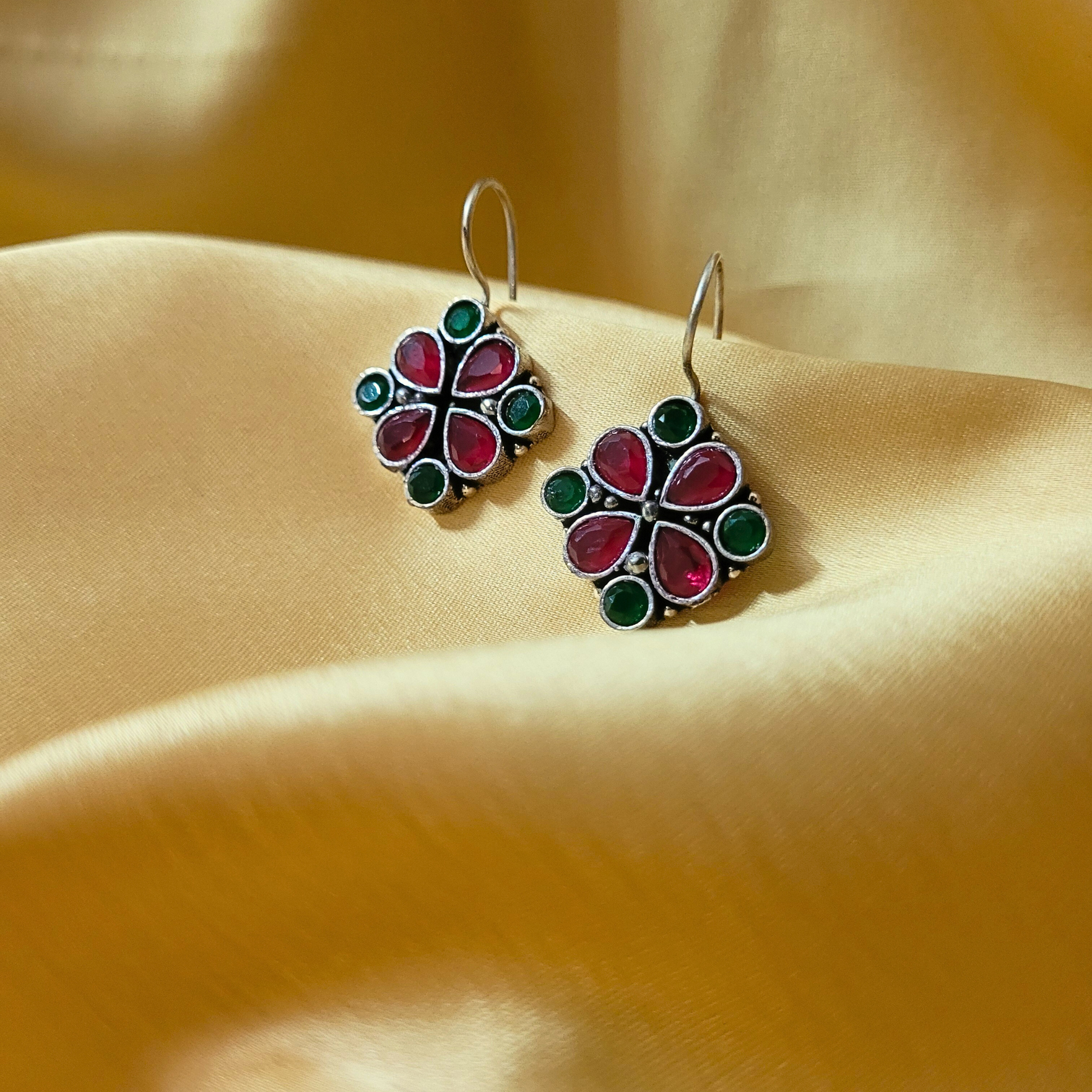 Roop Earrings- Red and Green