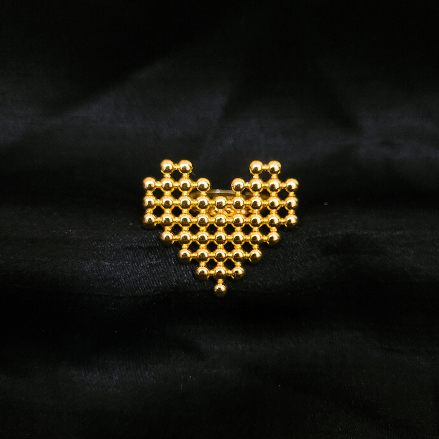 Brass Anti-tarnish Fully Adjustable Ring - Heart