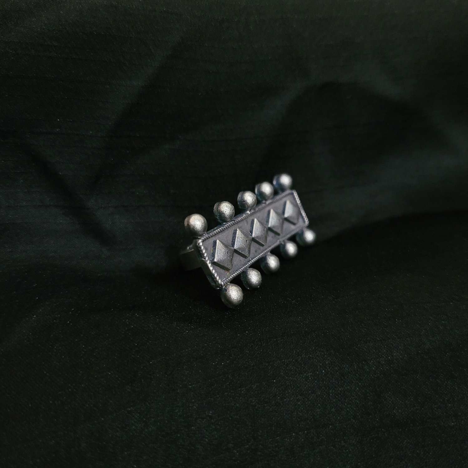 German Silver Fully Adjustable Ring - Kolam